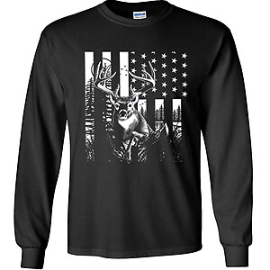 Buck American Flag T-Shirt Hunting