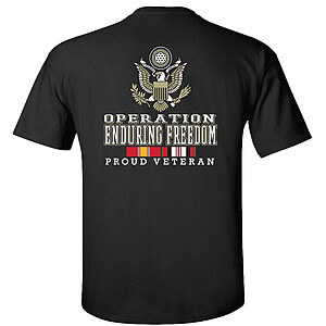 Operation Enduring Freedom T-Shirt Proud Veteran USA OEF Campaign Service Ribbons Eagle