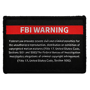Fair Game FBI Warning Patch Hook and Loop Sublimated Tactical Morale