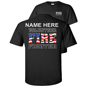 Custom Volunteer Firefighter American Flag T-Shirt VFD Personalized