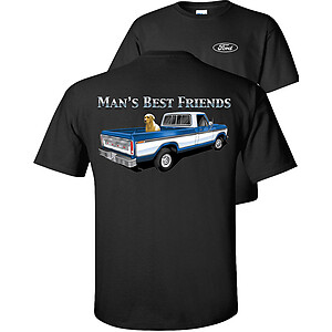 Man's Best Friends Ford  Truck T-Shirt Dog Lab Blue F150