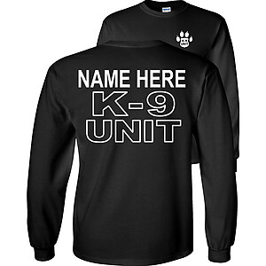 Custom K-9 Unit Police Officer K9 Handler Uniform Personalized Text Name ON Back