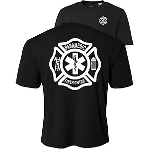 Firefighter Paramedic Men's UV 40+ UPF Sun Protection Performance Short Sleeve Shirt Emergency Medical Firefighter Star of Life