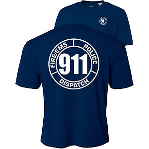 911 Operator Men's Dry-Fit Moisture Wicking Performance Short Sleeve Shirt Fire EMS Police Circle