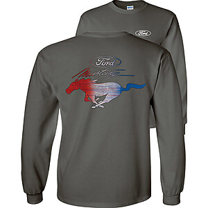 Red White Blue Ford Mustang T-Shirt Pony Logo Adult Unisex Cotton F&B