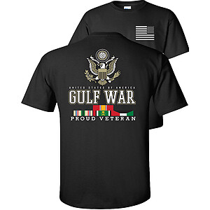 Gulf War T-Shirt Proud Veteran USA Operation Campaign Service Ribbons Eagle