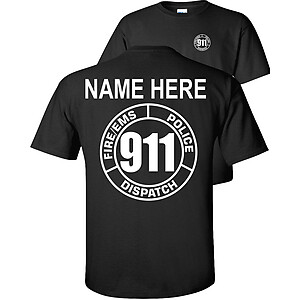 Custom 911 Operator T-Shirt Dispatch Fire EMS Police Circle
