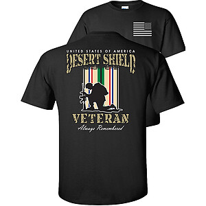 Desert Shield T-Shirt Veteran USA Campaign Service Ribbons Flag Always Remember