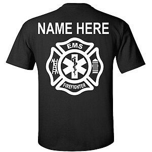 Custom Firefighter EMS T-Shirt Emergency Medical Services Firefighter star of life