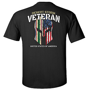 Desert Storm T-Shirt Veteran Campaign Service Ribbons American Flag Spartan Helmet