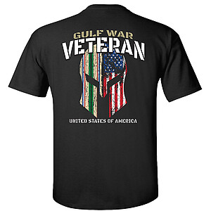 Gulf War T-Shirt Veteran Campaign Service Ribbons American Flag Spartan Helmet