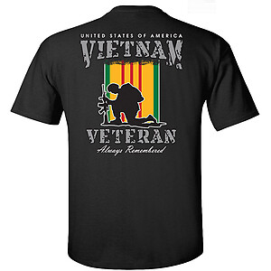 Vietnam Veteran T-Shirt USA Service Medal Ribbons Flag Always Remember