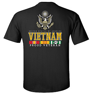 Vietnam Veteran T-Shirt Proud Veteran USA Campaign Service Ribbons Eagle