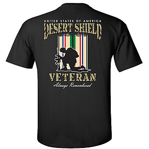 Desert Shield T-Shirt Veteran USA Campaign Service Ribbons Flag Always Remember
