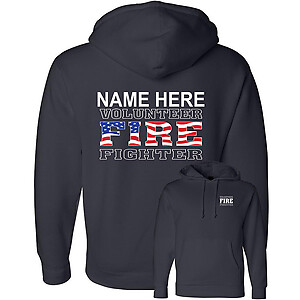 Custom Volunteer Firefighter American Flag Hoodie Sweatshirt VFD Independent Personalized