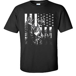 Buck American Flag T-Shirt Hunting