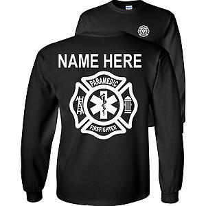 Custom  Firefighter Paramedic T-Shirt Emergency Medical Firefighter star of life