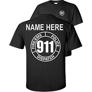 Custom 911 Dispatch T-Shirt Fire EMS Police Circle
