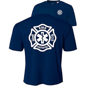 Firefighter EMS Men's UV 40+ UPF Sun Protection Performance Short Sleeve Shirt Emergency Medical Services Firefighter Star of Life
