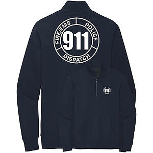 911 Dispatch Quarter Zip Sweatshirt Fire EMS Police Circle