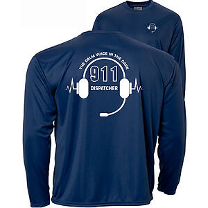 911 Operator Men's Dry-Fit Moisture Wicking Performance Short Sleeve Shirt The Calm Voice in The Dark Headset