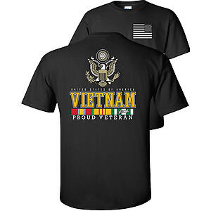 Vietnam Veteran T-Shirt Proud Veteran USA Campaign Service Ribbons Eagle