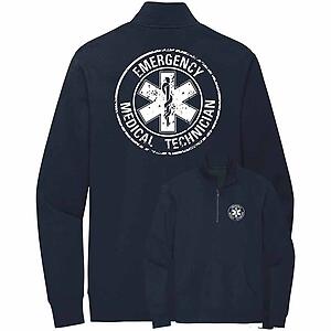 EMT Quarter Zip Sweatshirt Emergency Medical Technician Circle Distressed