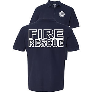 Fire Rescue Short Sleeve Polo Shirt Navy