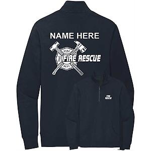 Custom Fire Rescue Quarter Zip Sweatshirt Maltese Cross Personalized
