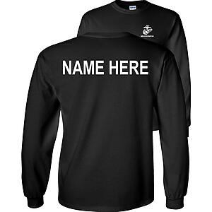 Custom US Marines T-Shirt USMC EGA Crest Seal Personalized Text Name ON BACK