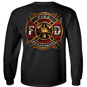 Fire Department T-Shirt Maltese Cross FD American Flag