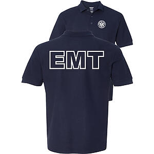 Emergency Medical Technician EMT Short Sleeve Polo Shirt Navy