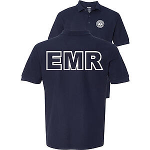 EMR Navy Mens Polo Shirt Short Sleeve Emergency Medical Responders
