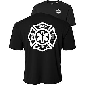 Firefighter EMT Men's UV 40+ UPF Sun Protection Performance Short Sleeve Shirt Emergency Medical Technician Firefighter Star of Life
