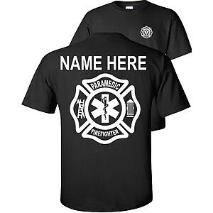 Custom  Firefighter Paramedic T-Shirt Firefighter star of life