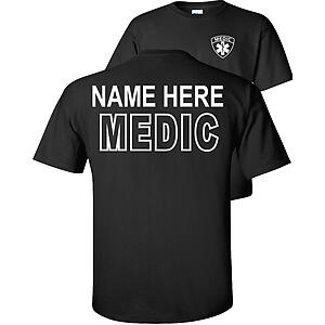 Custom Medic T-Shirt Personalized Text Name ON BACK