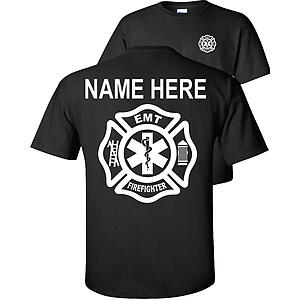 Custom Firefighter EMT T-Shirt Emergency Medical Technician Firefighter star of life