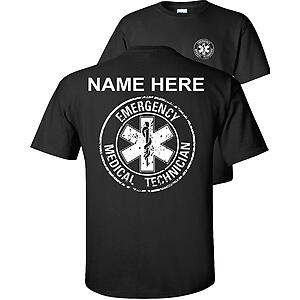 Custom EMT T-Shirt Emergency Medical Technician Circle Distressed Personalized