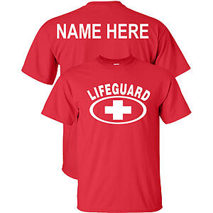 Custom Lifeguard Personalize Lifeguarding Costume Uniform Adult Text Name ON BACK