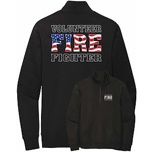 Volunteer Firefighter American Flag Quarter Zip Sweatshirt VFD