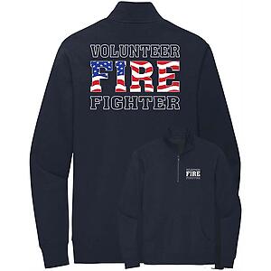 Volunteer Firefighter American Flag Quarter Zip Sweatshirt VFD