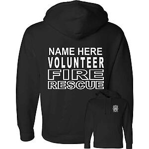 Custom Volunteer Fire Rescue Hoodie Sweatshirt Firefighter VFD Independent Personalized