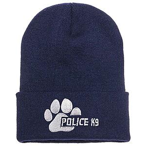 Paw Police K9 Beanie Skull Cap Cuffed Knit Winter Hat Embroidered K-9 Officer Law Enforcement